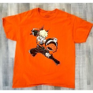 My Hero Academia Katsuki Bakugo Anime Manga Orange L Lg T-Shirt Cartoon Movie